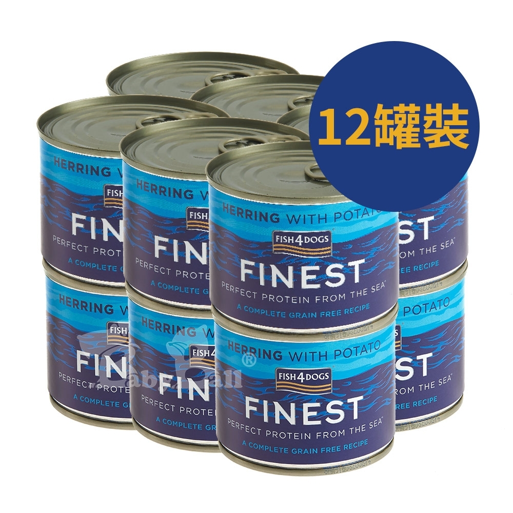 即期良品 海洋之星FISH4DOGS 挪威鯡魚主食犬罐185g  12罐裝