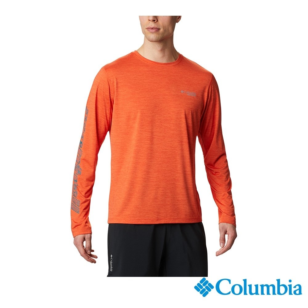 Columbia 哥倫比亞 男款 - 野跑 Omni-Shade防曬15快排長袖上衣-橘紅 UAE02240OY