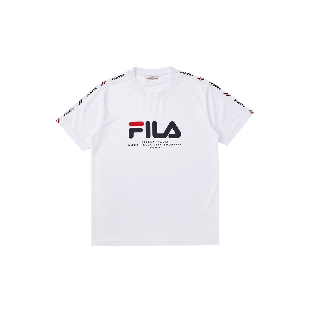 FILA 中性吸濕排汗圓領T恤-白色 1TEX-1473-WT
