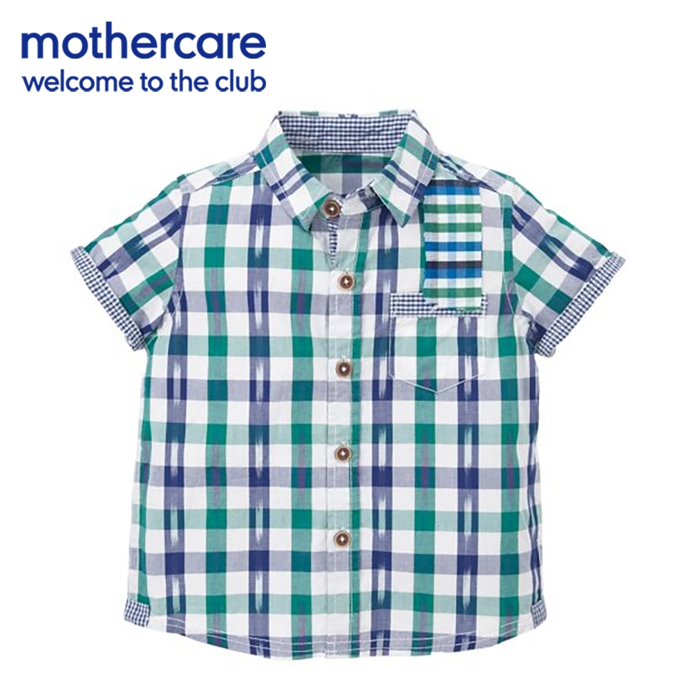 mothercare 專櫃童裝 藍綠格紋短袖襯衫/上衣 (3-10歲)