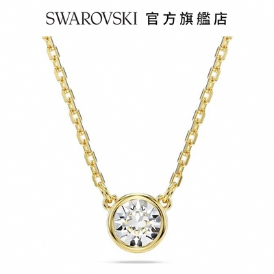 SWAROVSKI 施華洛世奇Imber 鏈墜圓形切割, 白色, 鍍金色色調