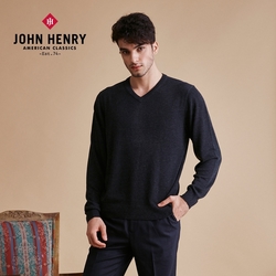 JOHN HENRY 特級美麗諾羊毛V領毛衣-五色選