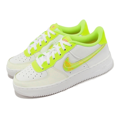 Nike 休閒鞋 Air Force 1 LV8 GS 大童鞋 女鞋 白 螢光黃 AF1 DV1680-100