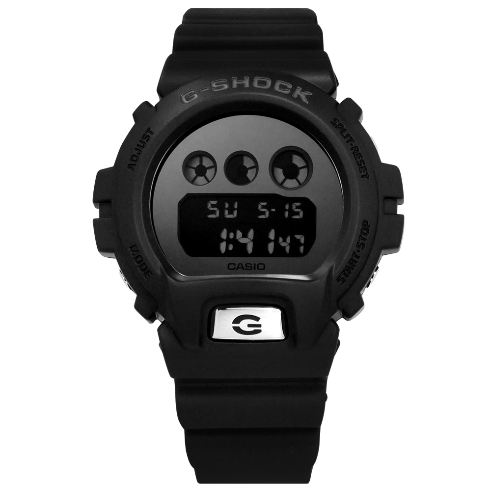 G-SHOCK CASIO卡西歐 霧黑 運動計時 防水 電子橡膠手錶-銀x黑/48mm