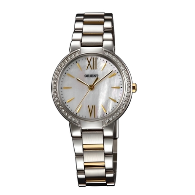 ORIENT 東方錶 官方授權 時尚晶亮珍珠貝石英女錶 鋼帶款 銀色-錶徑-30mm(FQC0M003W)