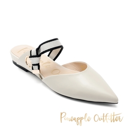 Pineapple Outfitter-ROSIE 真皮穆勒尖頭拖鞋-白色