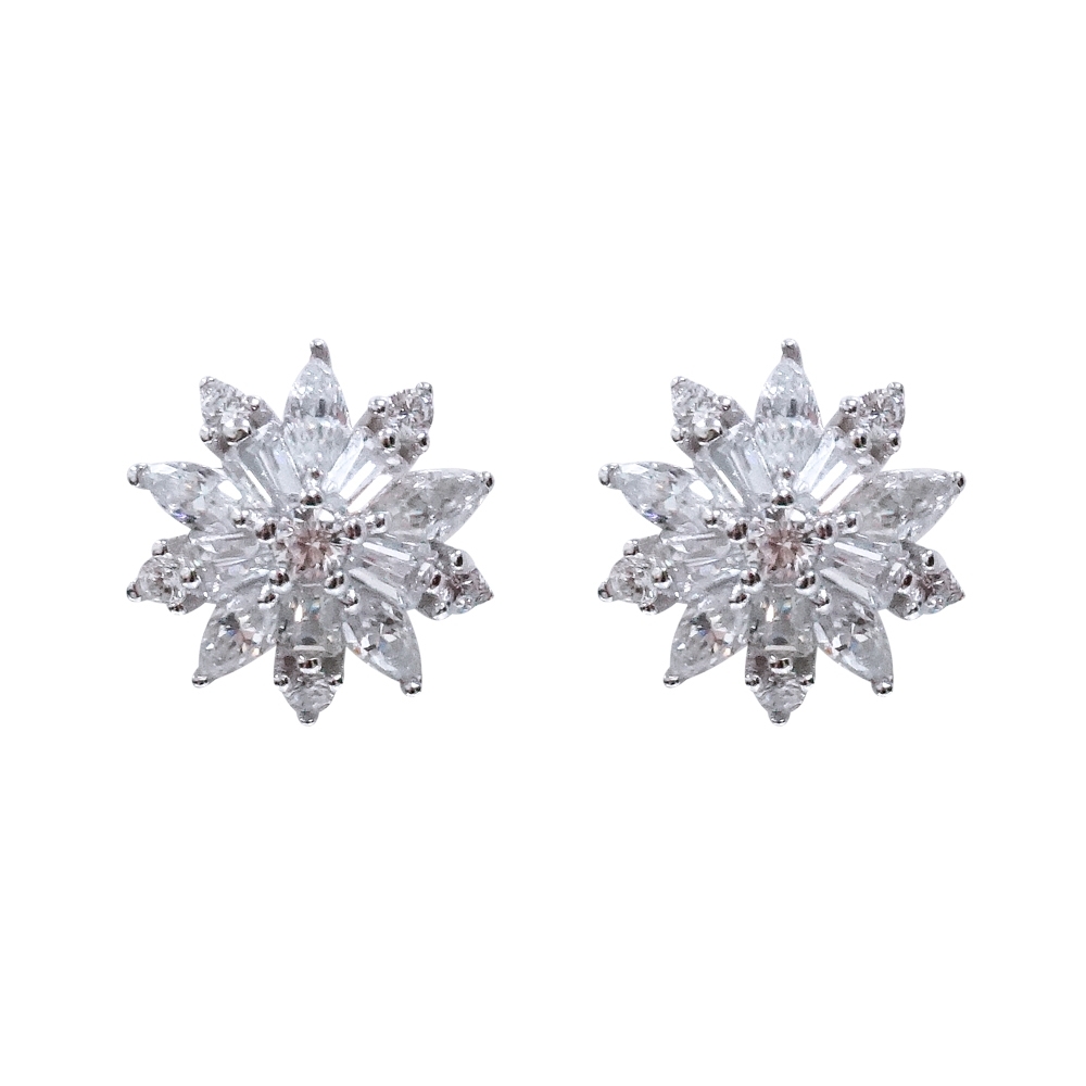 Prisme 美國時尚飾品 閃耀鑲鋯花朵造型純銀耳環