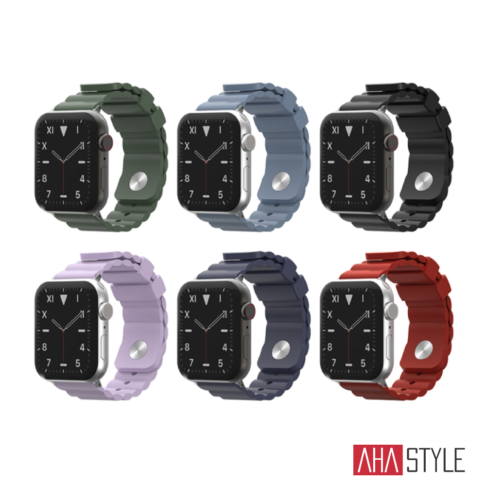 AHAStyle Apple Watch S1~S8 專用運動矽膠錶帶 簡約款(42/44/45mm)