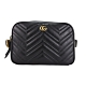 GUCCI Marmont 山型绗縫牛皮復古金屬LOGO斜背腰包(黑色) product thumbnail 1