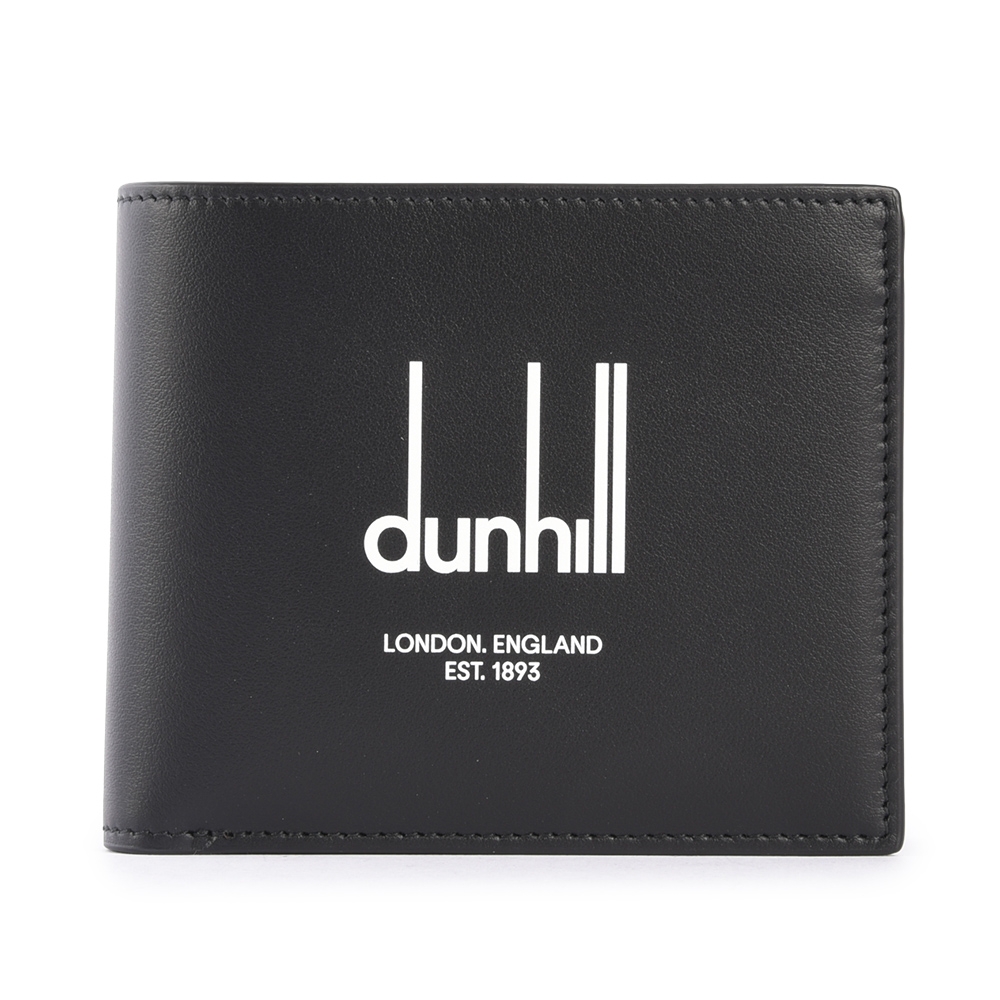 dunhill Legacy經典大LOGO標誌皮革8格短夾-黑色