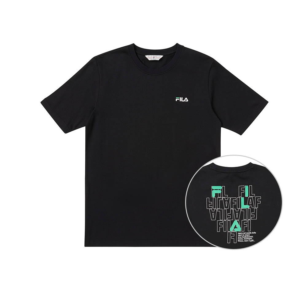FILA #幻遊世界 中性款短袖圓領T恤-黑色 1TEY-1405-BK