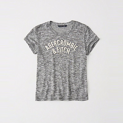 麋鹿 AF A&F 經典刺繡文字設計短袖T恤(女)-黑灰色