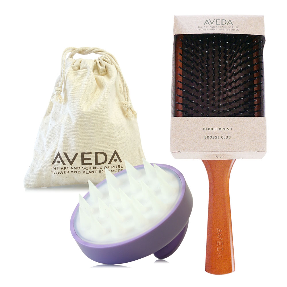 AVEDA 木質髮梳+蘊活頭皮按摩刷