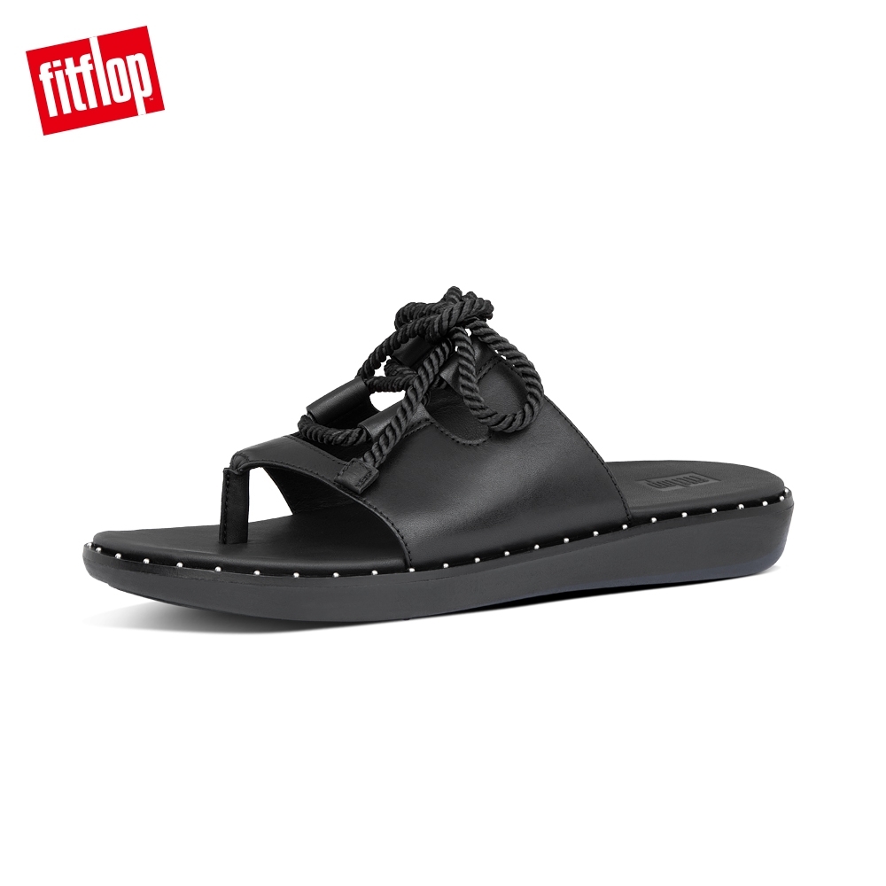 【FitFlop】FELICITY LACE-UP LEATHER TOE-THONGS夾腳涼鞋-女(靚黑色)