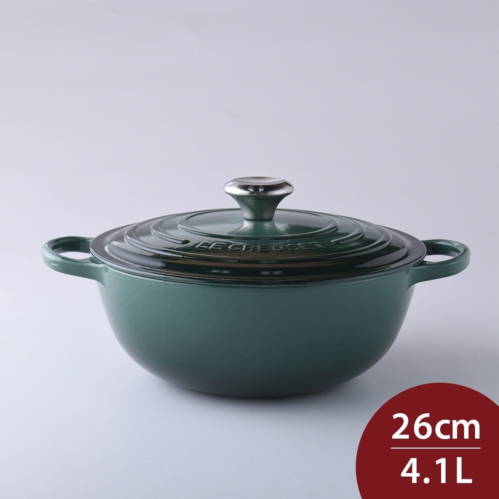 法國Le Creuset 琺瑯鑄鐵典藏媽咪鍋26cm 4.1L 綠光森林法國製| 鑄鐵鍋