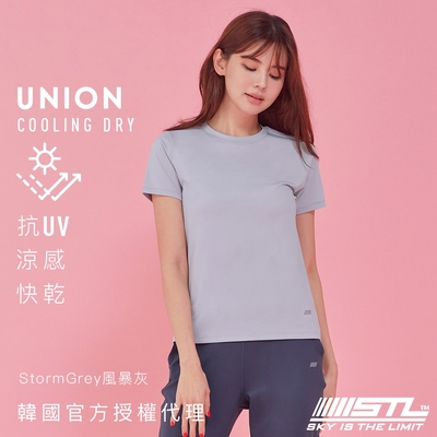 STL yoga 韓國瑜伽 女 運動機能 短袖 上衣 T恤／抗UV 防曬 涼感／Union Cooling Dry／StormGrey風暴灰