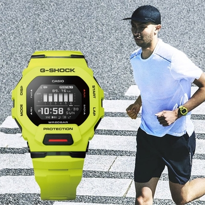 CASIO 卡西歐 G-SHOCK 纖薄運動系藍芽計時手錶 送禮首選-萊姆綠 GBD-200-9