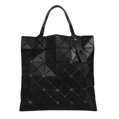 ISSEY MIYAKE BAOBAO - 經典透光幾何方格皮質6x6手提包(霧面黑)