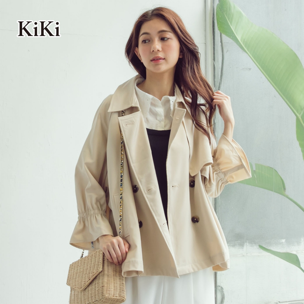 【KiKi】法式荷葉袖氣質-女長袖外套(二色/版型適中)