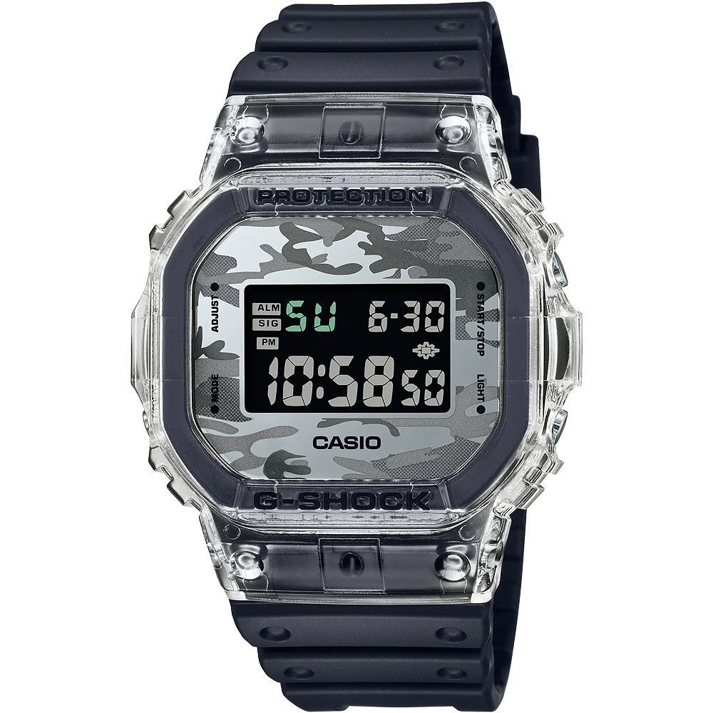 CASIO 卡西歐 G-SHOCK 透明迷彩 經典方形電子錶 送禮首選 DW-5600SKC-1