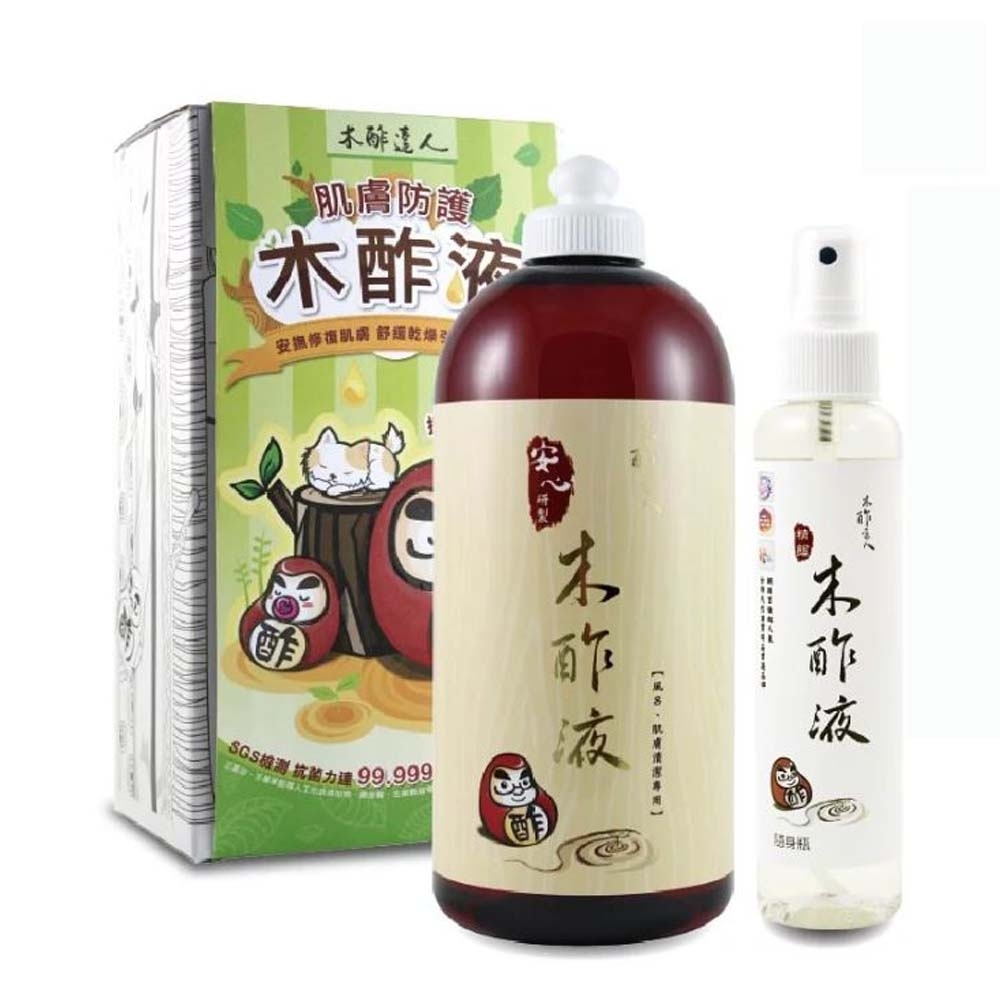 【木酢達人】精餾木酢液原液1000ml＋木酢液原液噴霧瓶裝150ml (肌膚清潔用)