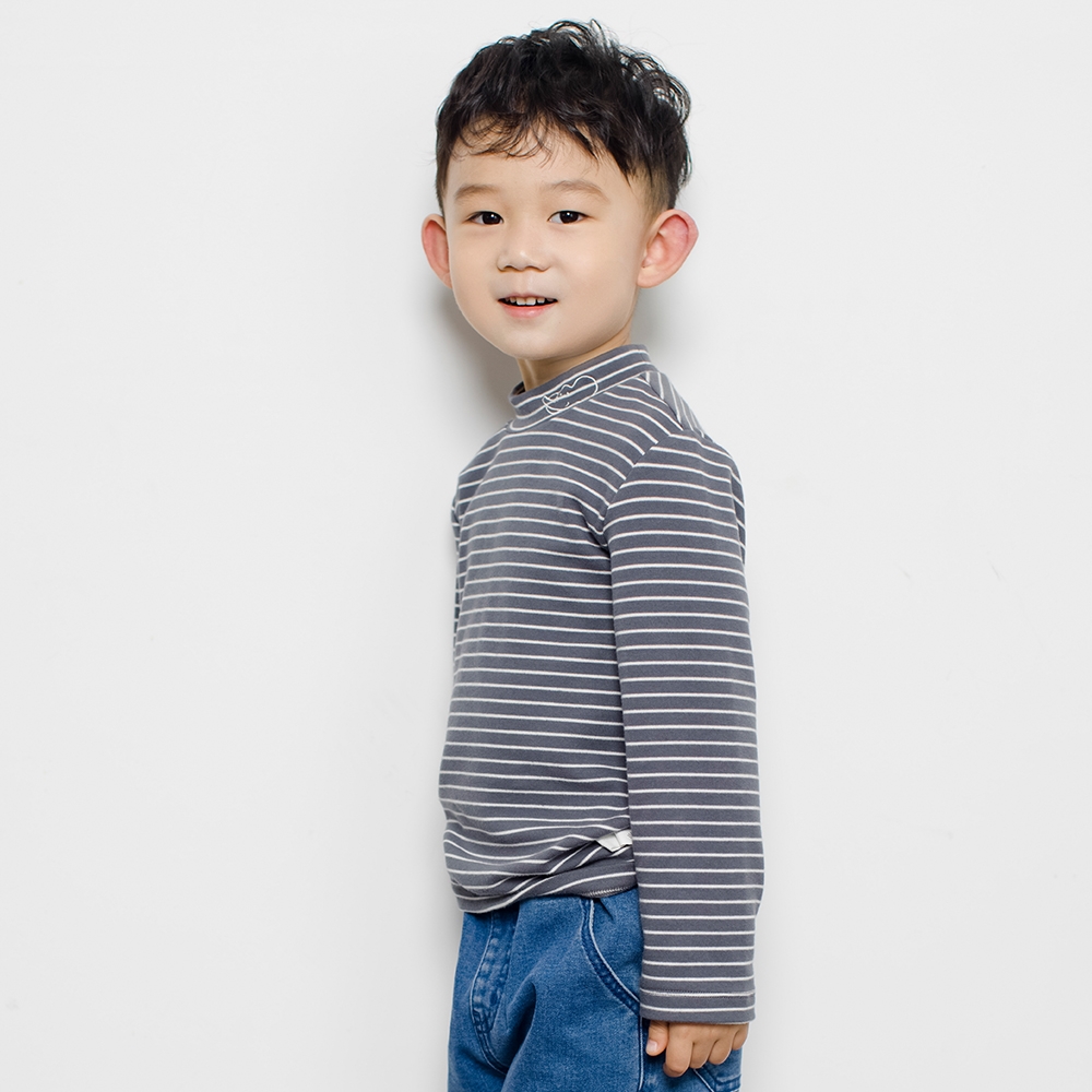 【麗嬰房】EASY輕鬆系列 小童條紋長袖上衣-麻灰色(86cm~130cm)