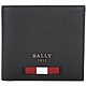 BALLY BRASAI.MY 塗層再生牛皮八卡對折短夾(黑x紅白) product thumbnail 1