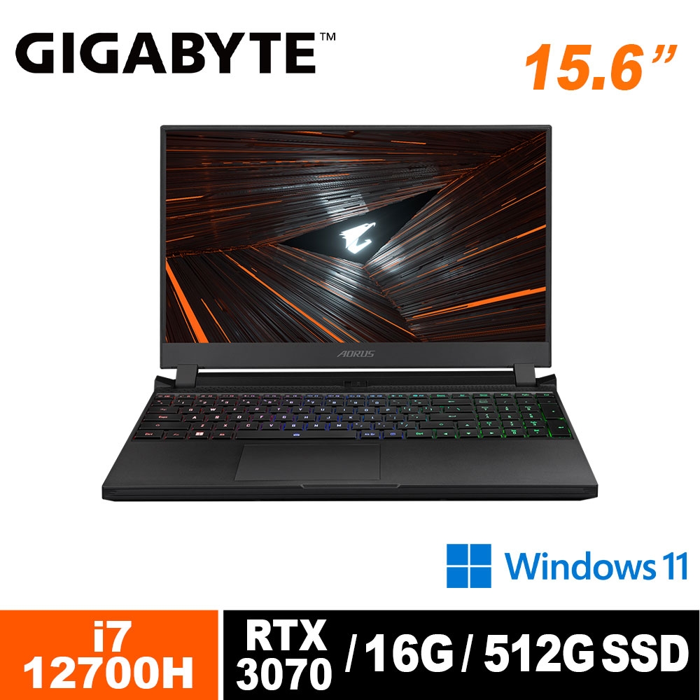 技嘉 GIGABYTE AORUS 5 SE4-73TW313SH 15.6吋筆電(i7-12700H/RTX3070/240Hz/16G/512G/Win11 Home/FHD)