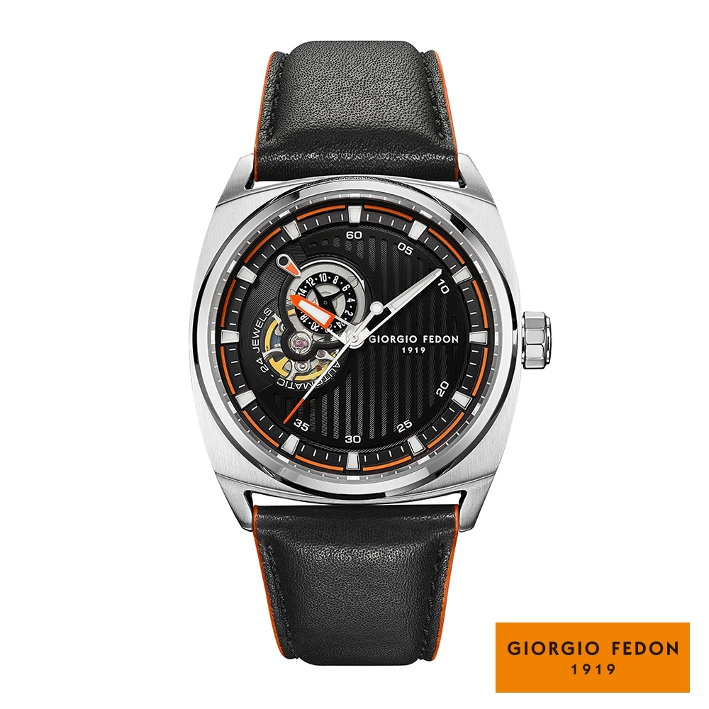 GIORGIO FEDON 1919傳奇系列 機械錶 真皮錶帶-黑/42mm(GFCN001)