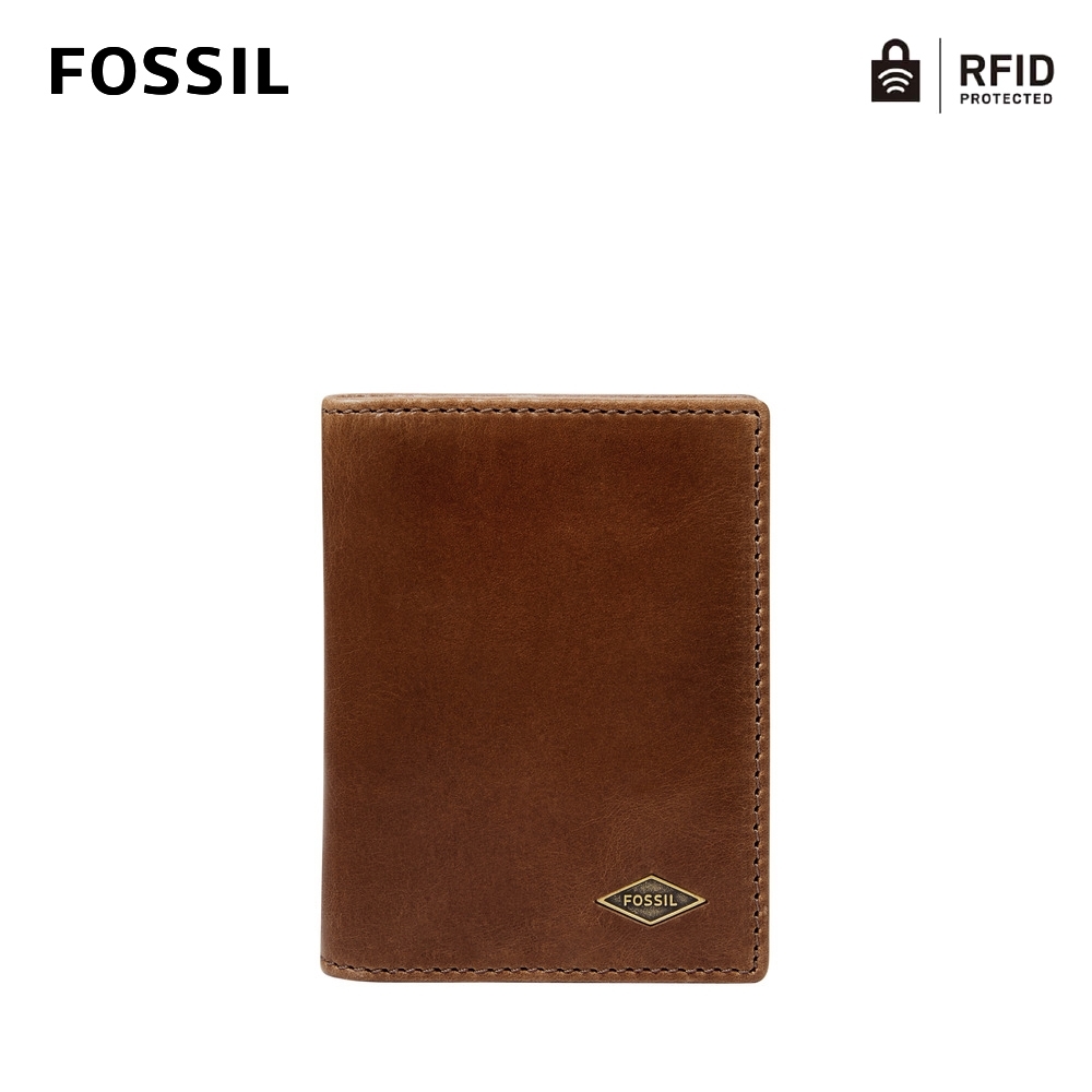 FOSSIL Ryan 真皮RFID防盜多功能卡夾-深棕色 ML4248201