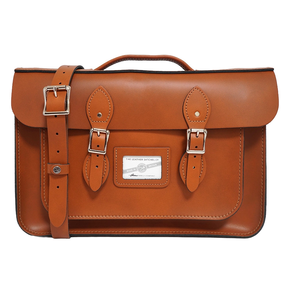 The Leather Satchel Co. 15吋 英國手工牛皮劍橋包 手提包 肩背包 側肩包 後背包 多功能三用包 磁釦與皮帶固定環貼心設計 (倫敦棕)