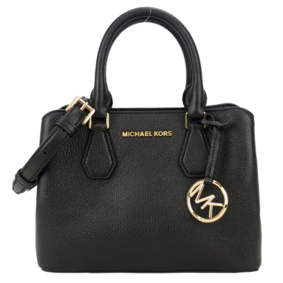 MICHAEL KORS CAMILLE荔枝紋三層兩用包-小/黑