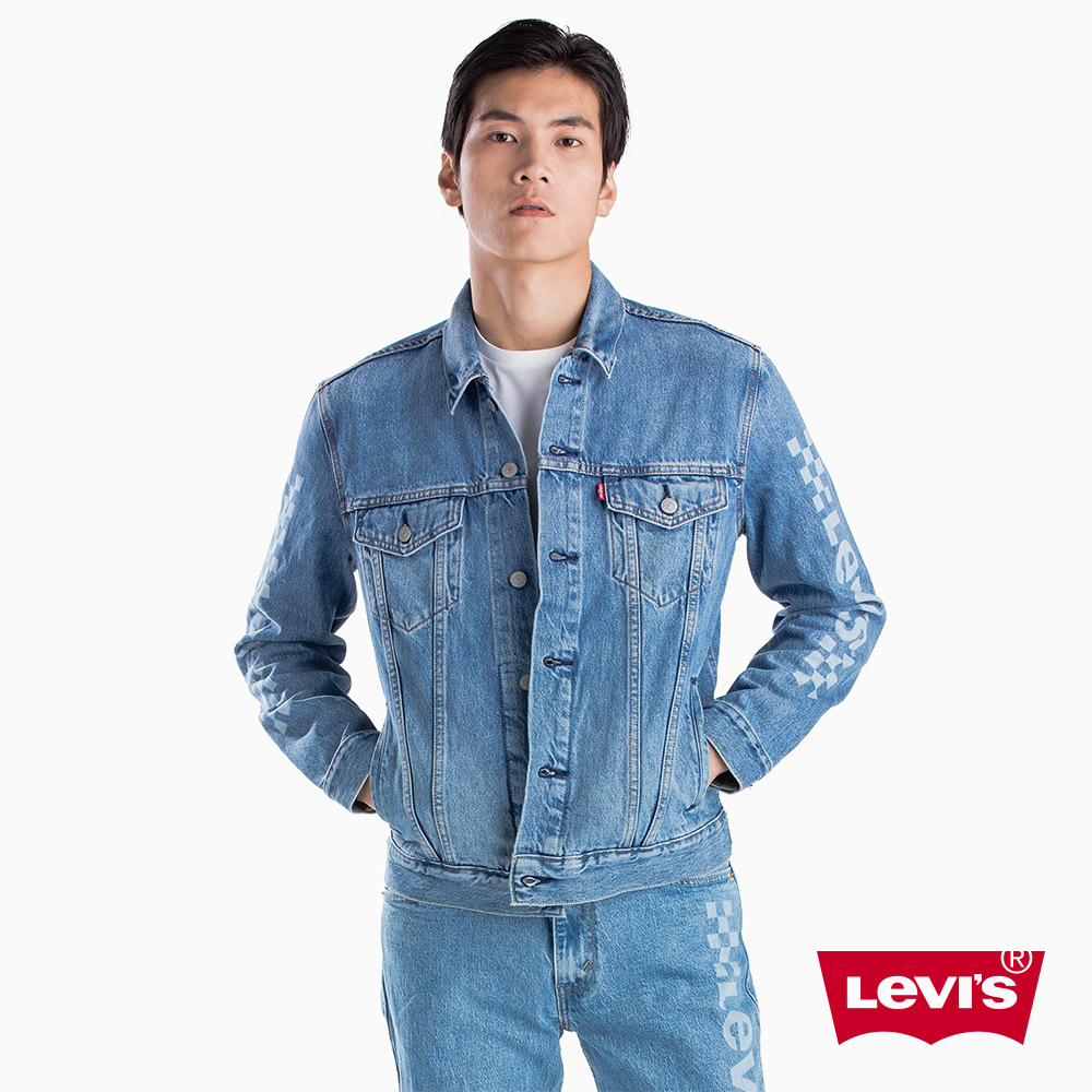 Levis 男款 牛仔外套 Type 3 經典修身版型 棋盤紋Logo印花