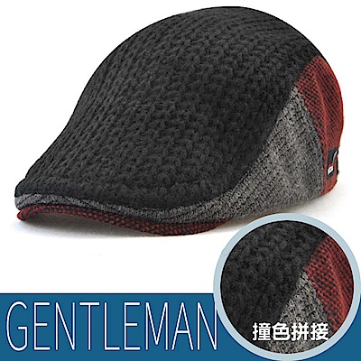 VOSUN 新型男 英倫風 定型針織保暖紳士帽_黑色