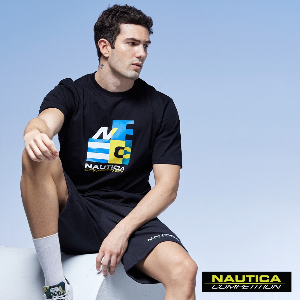 Nautica男裝 COMPETITION拚色LOGO短袖T恤-黑