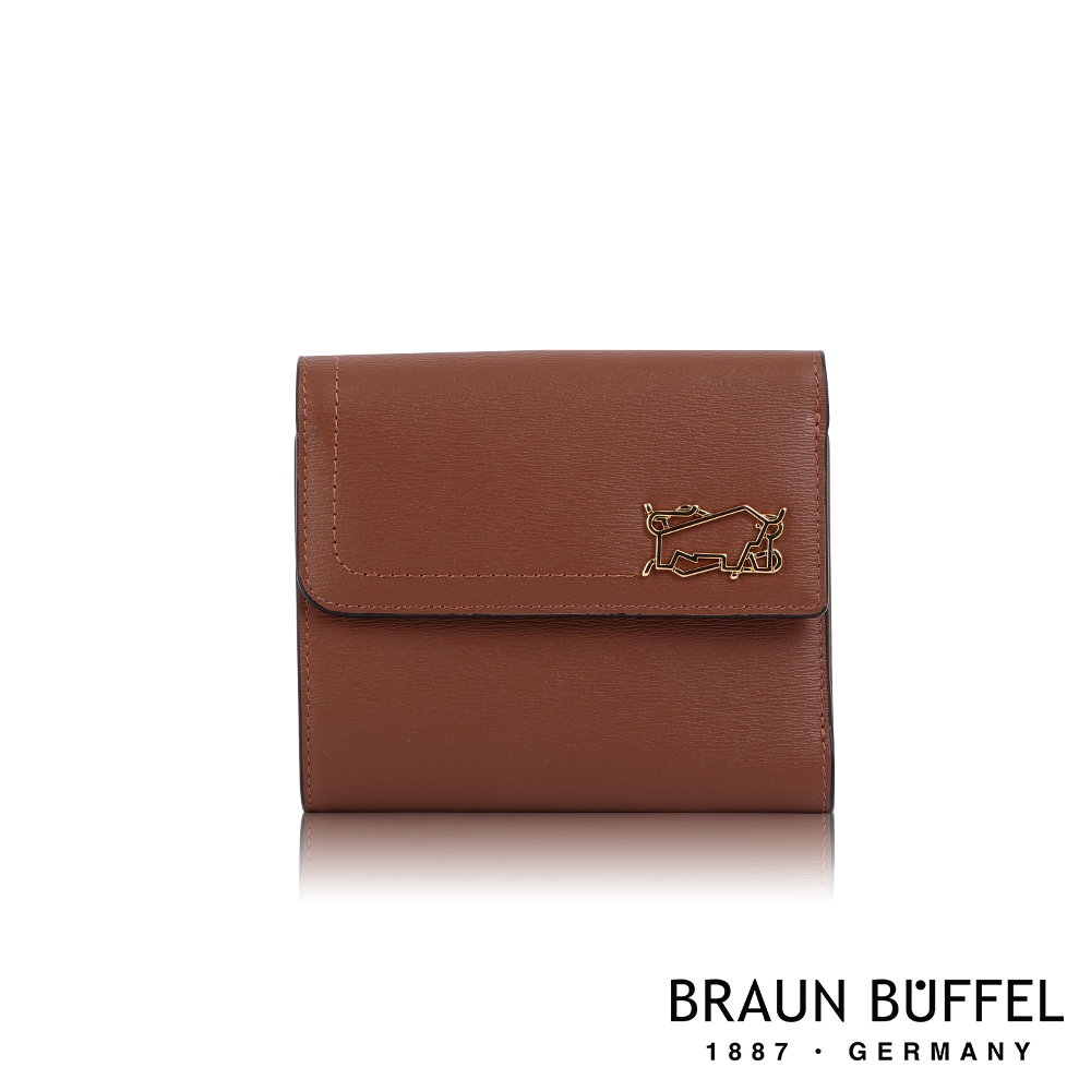 【BRAUN BUFFEL 德國小金牛】台灣總代理 索內特 9卡三折短夾-咖啡色/BF684-414-TO