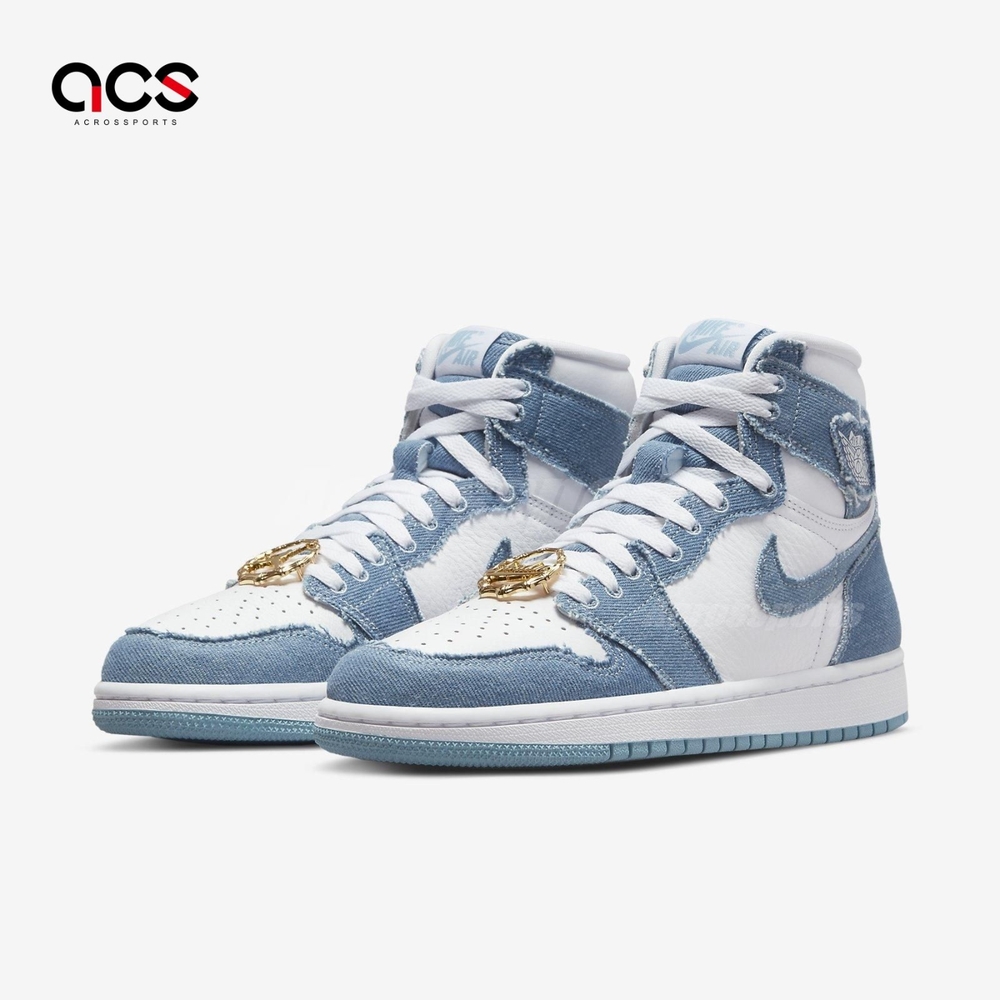 Nike Wmns Air Jordan 1 Retro HI OG 女鞋單寧藍皮革水洗AJ1 高筒