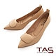 TAS幾何包釦羊皮高跟鞋-質感卡其 product thumbnail 1