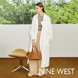 NINE WEST 全新真皮款 經典壓紋托特/斜背包-焦糖棕(147122)