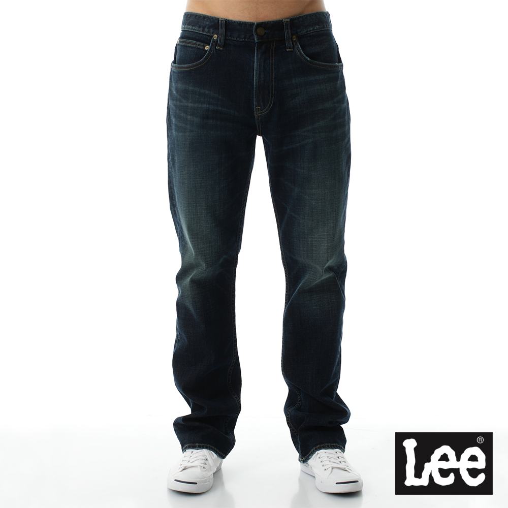 Lee 男款 743 中腰舒適直筒牛仔褲 藍洗水