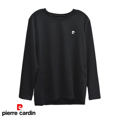 【pierre cardin 皮爾卡登】導濕恆溫保暖圓領長袖-黑