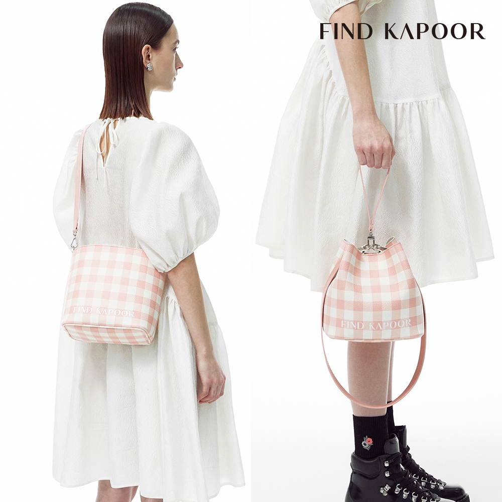 FIND KAPOOR PINGO 20 格紋系列 手提斜背水桶包- 粉色