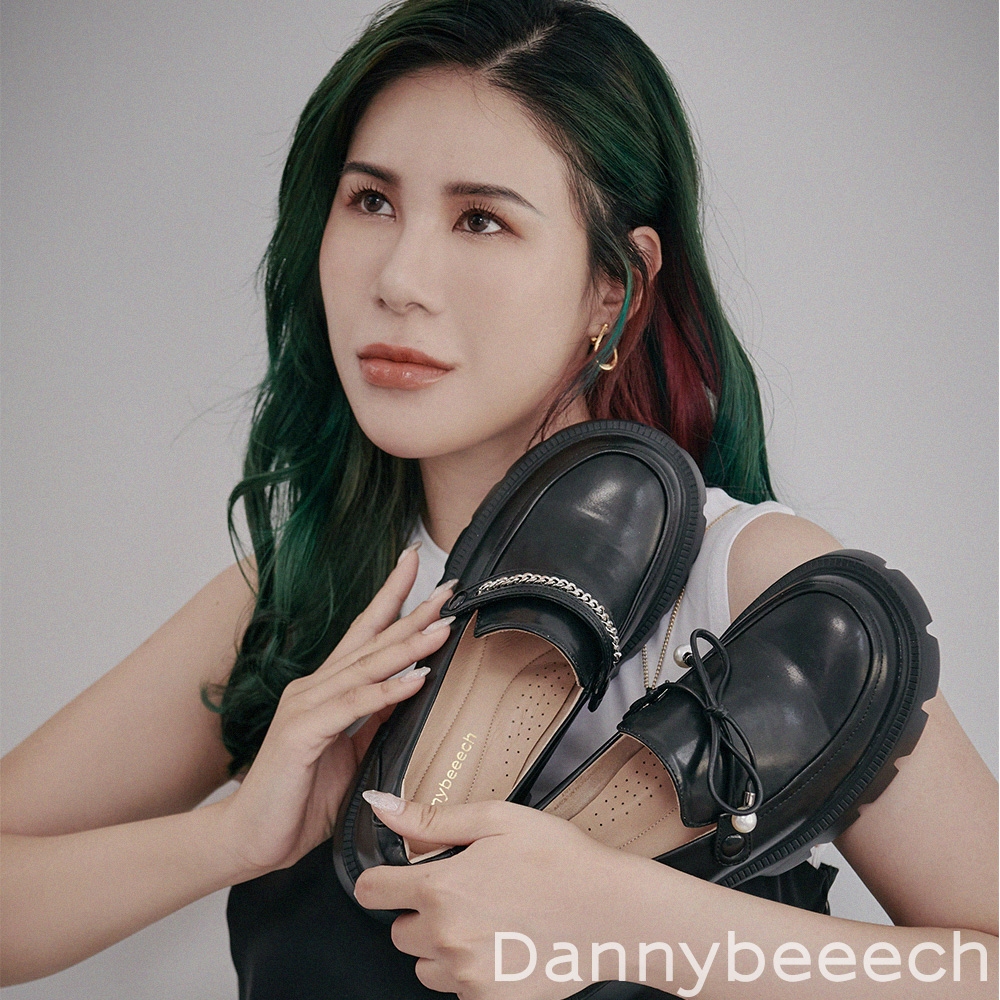 ANNSTAR 丹妮婊姐聯名-創新學院2way可換鞋面設計樂福鞋5cm-黑