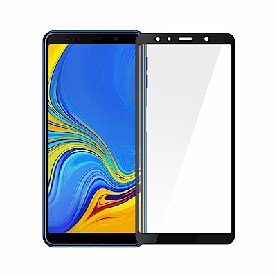 (贈氣囊支架) SAMSUNG A7(2018) 全膠滿版9H鋼化日規玻璃保護貼-黑色