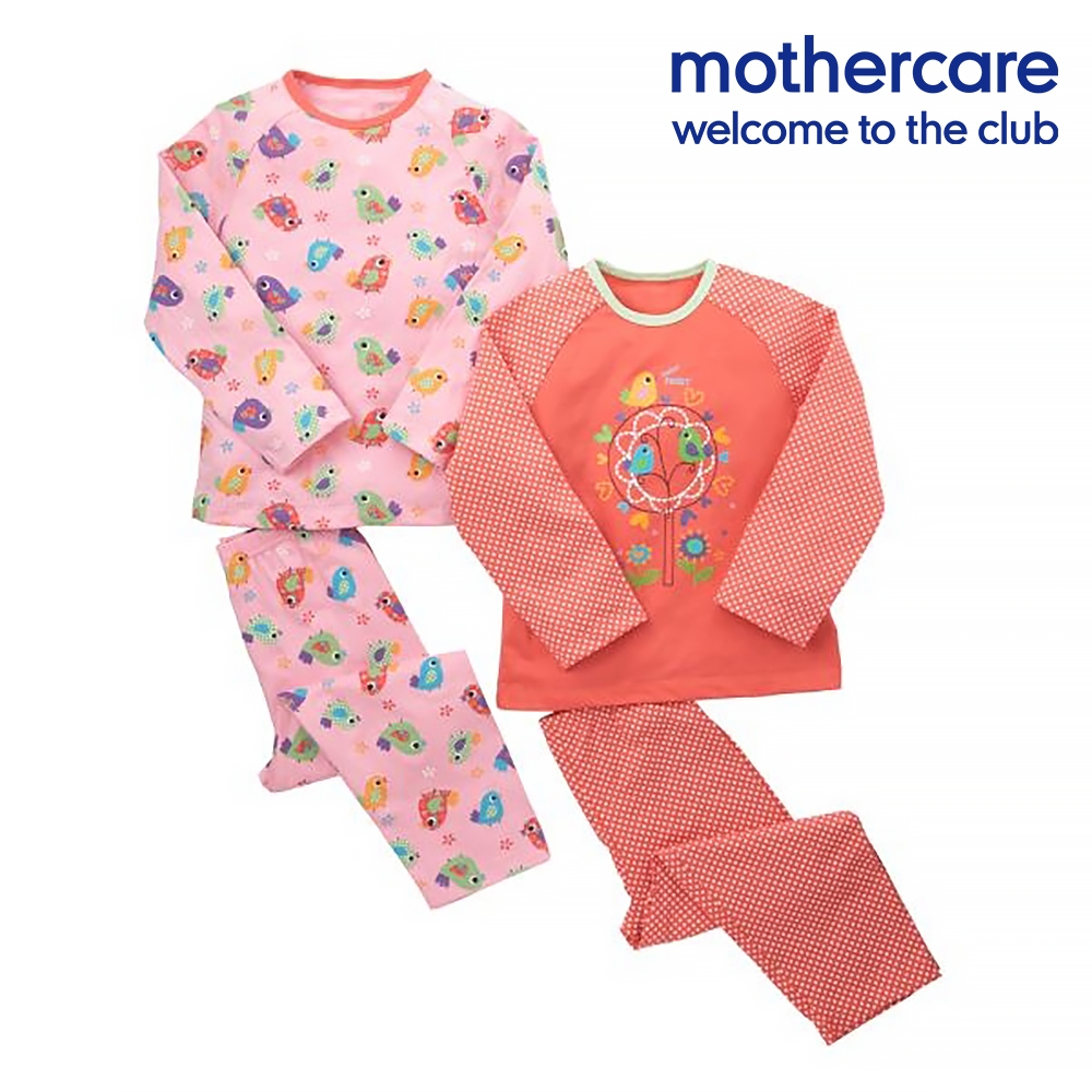 mothercare 專櫃童裝 鳥兒長袖居家套裝/睡衣睡褲/居家服2入組 (3-8歲)