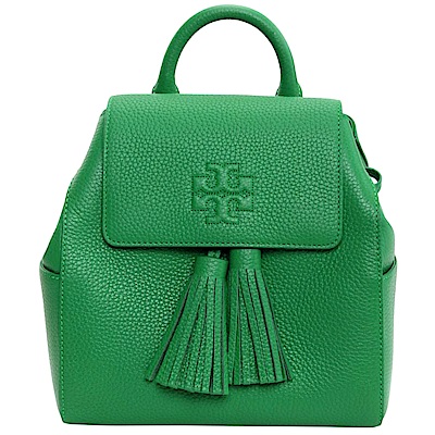 TORY BURCH THEA 流蘇皮革翻蓋束口小後背包-綠色