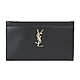 YSL SAINT LAURENT滑面牛皮金屬LOGO手拿包(黑X金) product thumbnail 1