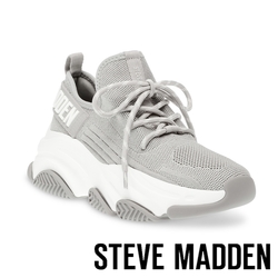 STEVE MADDEN-PROTEGE 針織綁帶厚底休閒鞋-銀色