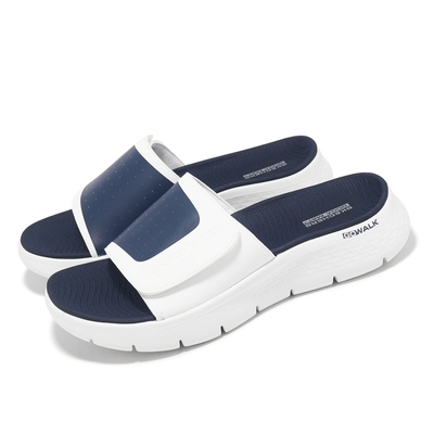 Skechers 拖鞋 Go Walk Flex Sandal-Sandbar 男鞋 白 藍 避震 回彈 涼拖鞋 229204WNV