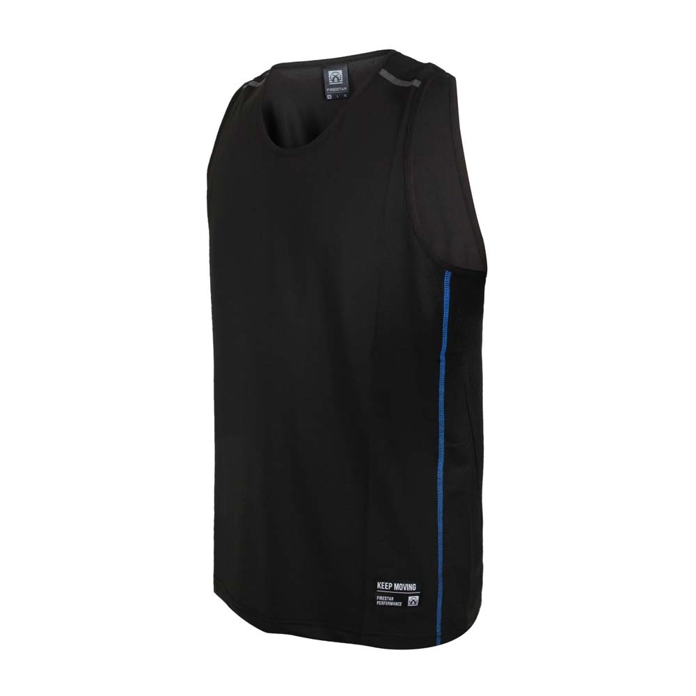 FIRESTAR 男彈性訓練籃球背心-運動 慢跑 路跑 無袖上衣 吸濕排汗 反光 B1708-92 黑藍